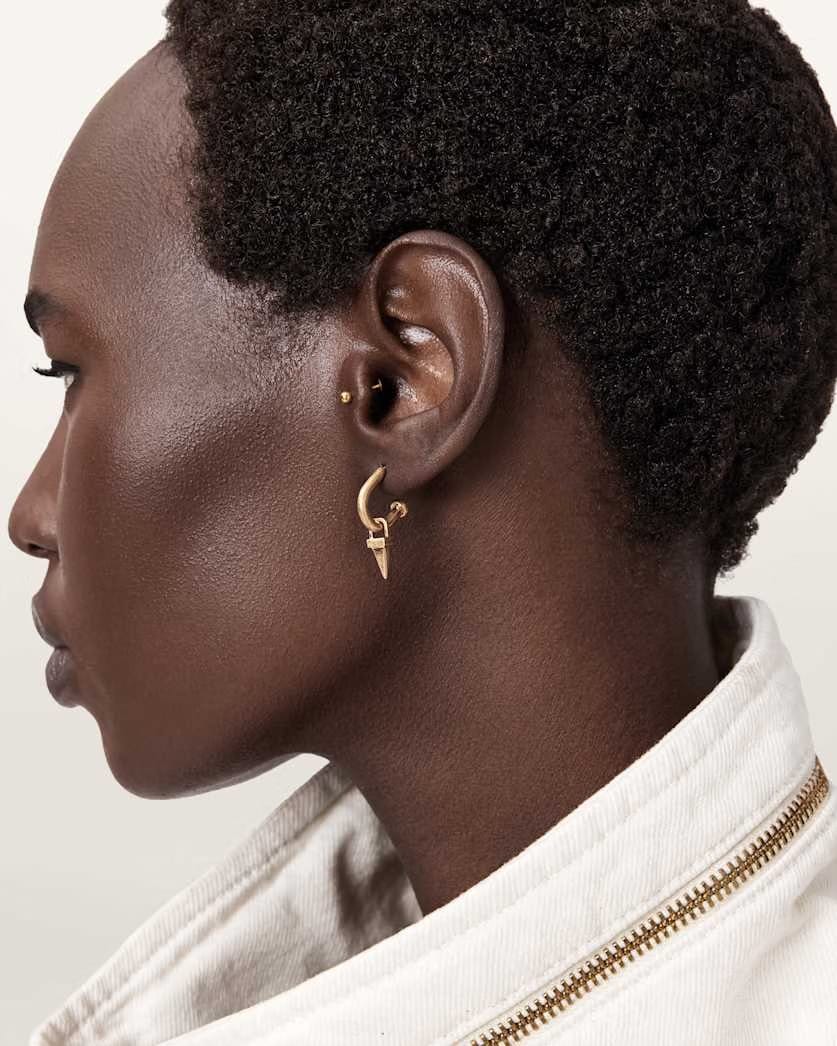 AllSaints Laio Spike Front Back Earrings Women's Warm Brass Women's