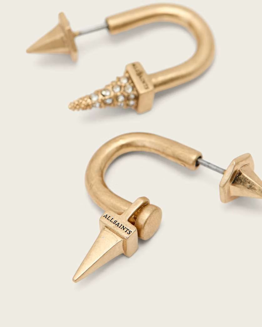 AllSaints Laio Spike Front Back Earrings Women's Warm Brass Women's