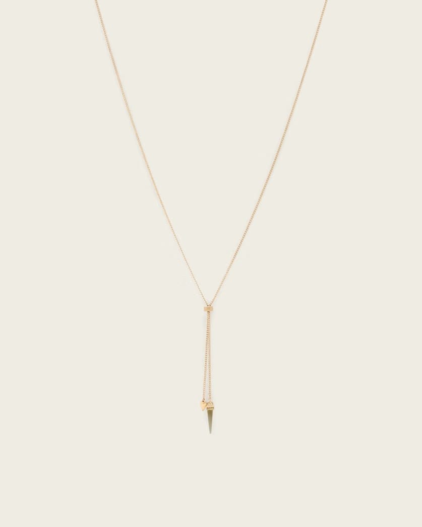 AllSaints Laio Spiked Necklace Women's Warm Brass Women's