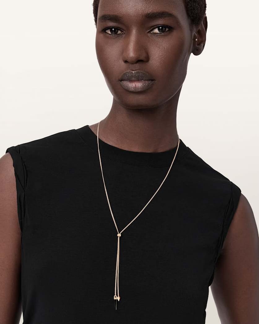 AllSaints Laio Spiked Necklace Women's Warm Brass Women's