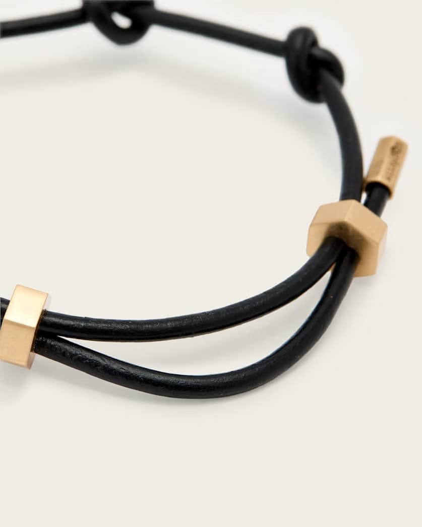 AllSaints Laio Leather Bracelet Women's Warm Brass Women's