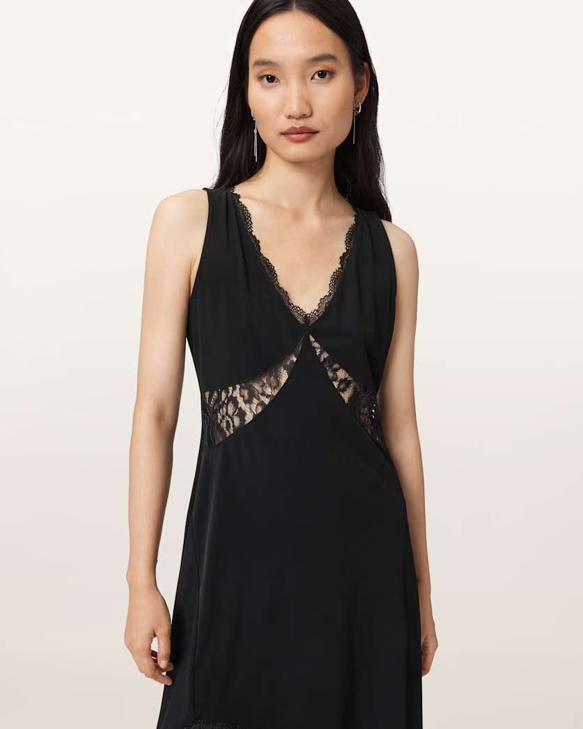 AllSaints Lailey Asymmetric Dress Women's Black Women's