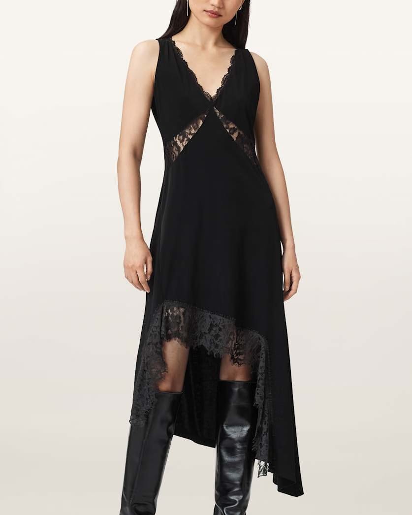 AllSaints Lailey Asymmetric Dress Women's Black Women's