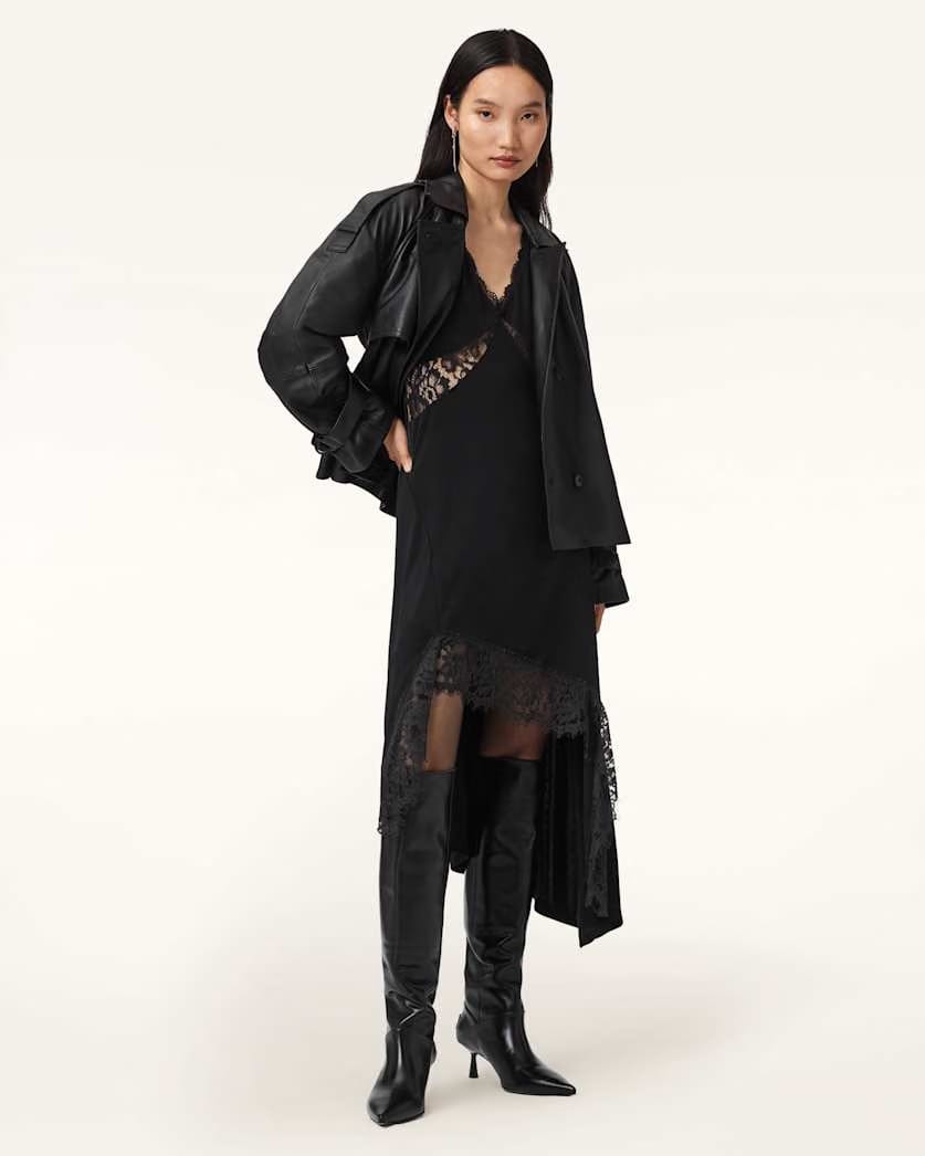 AllSaints Lailey Asymmetric Dress Women's Black Women's