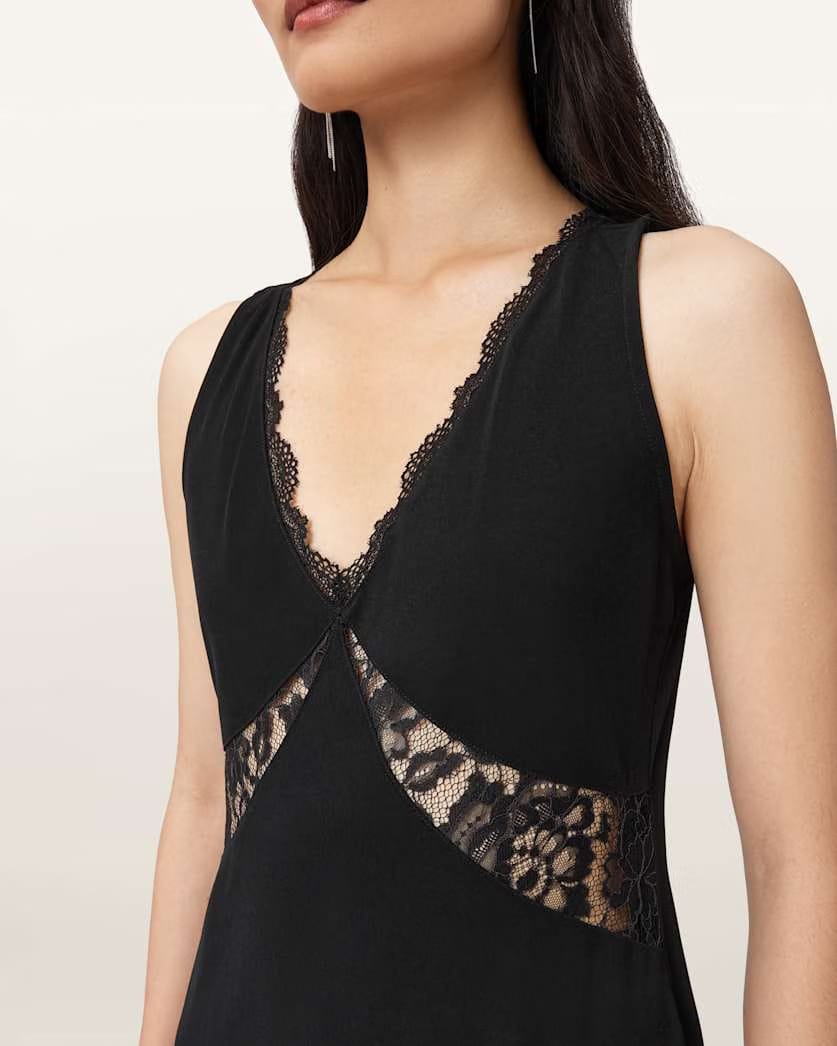 AllSaints Lailey Asymmetric Dress Women's Black Women's