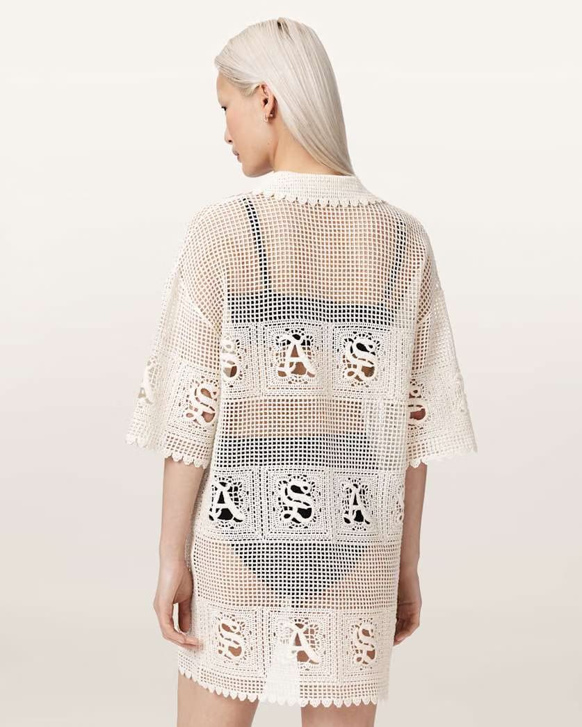 AllSaints Kyra Open Knit Mini Dress Women's Chalk White Women's