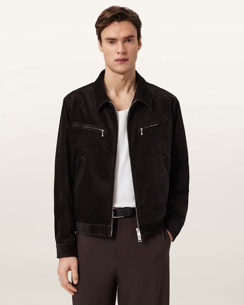 AllSaints Korey Relaxed Fit Cotton Jacket Traverse Brown