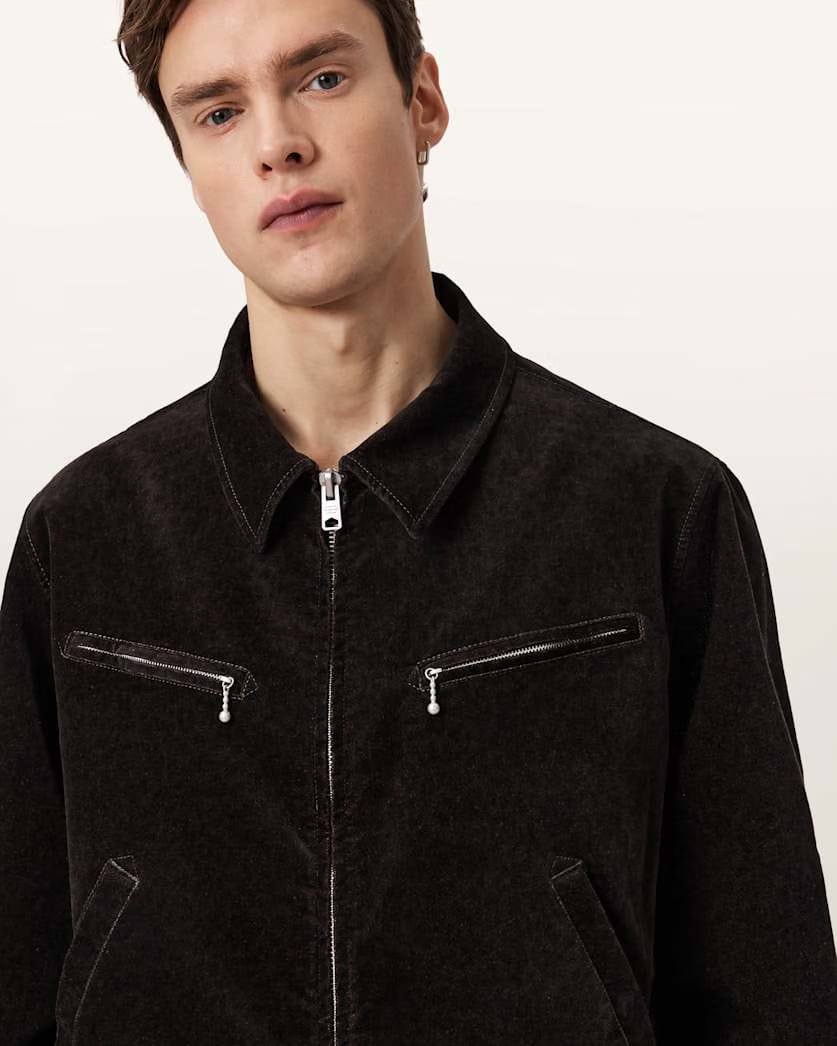AllSaints Korey Relaxed Fit Cotton Jacket Traverse Brown