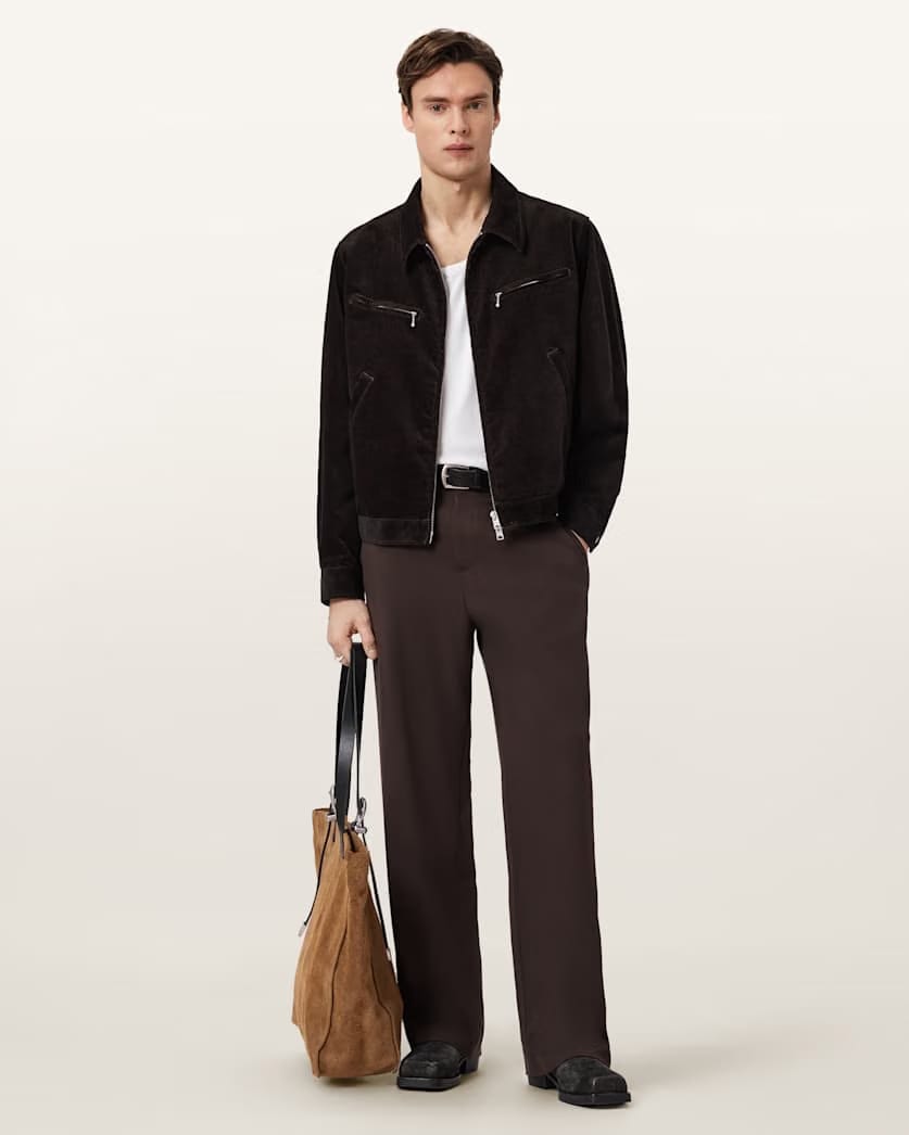 AllSaints Korey Relaxed Fit Cotton Jacket Traverse Brown