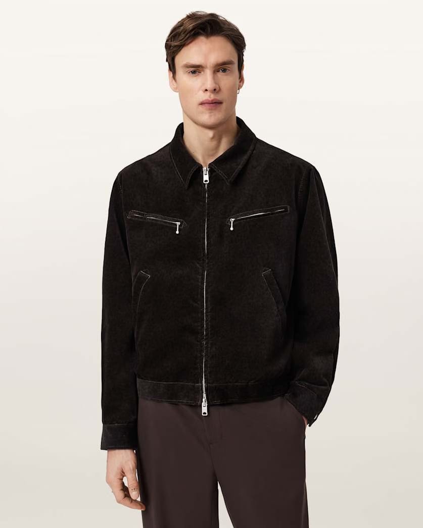 AllSaints Korey Relaxed Fit Cotton Jacket Traverse Brown