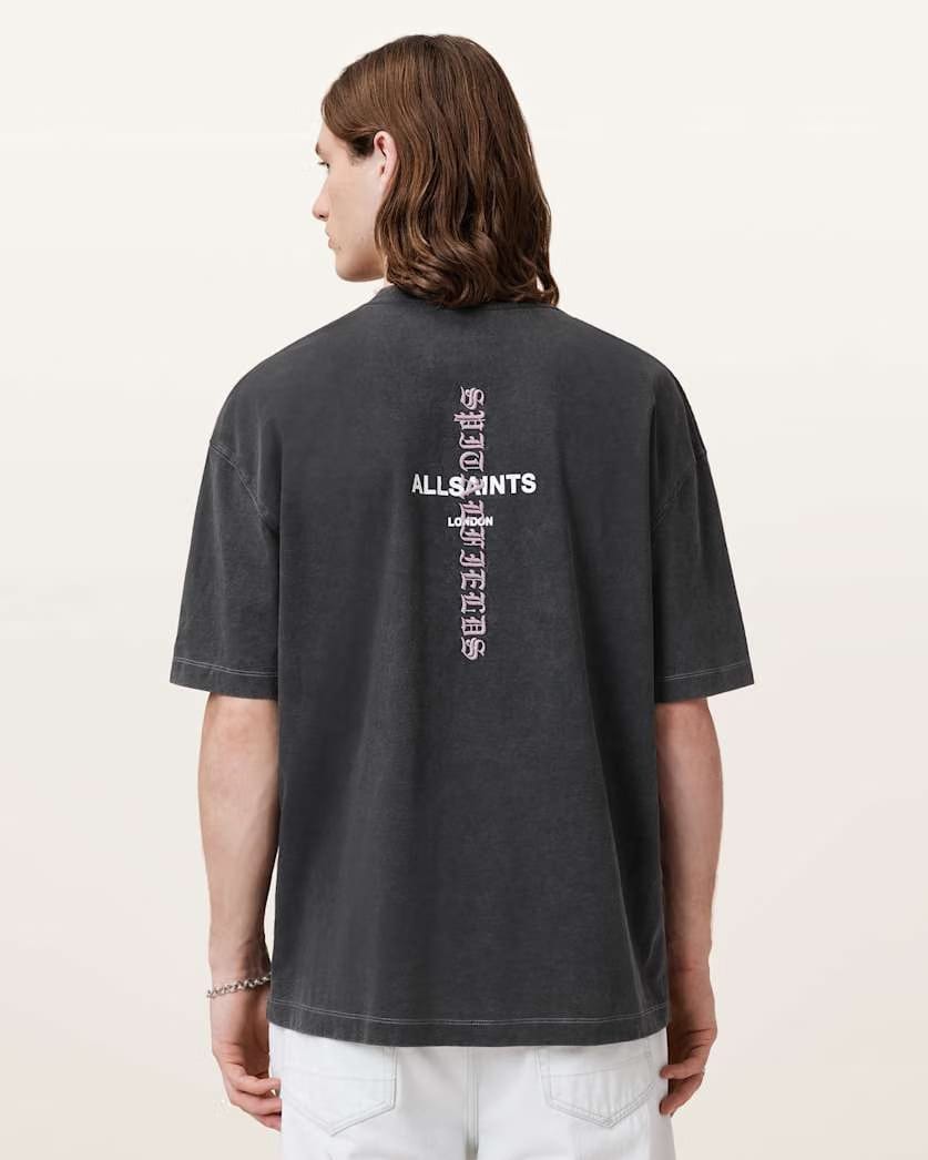 AllSaints Knox Short Sleeve Faded T Shirt Washed Black