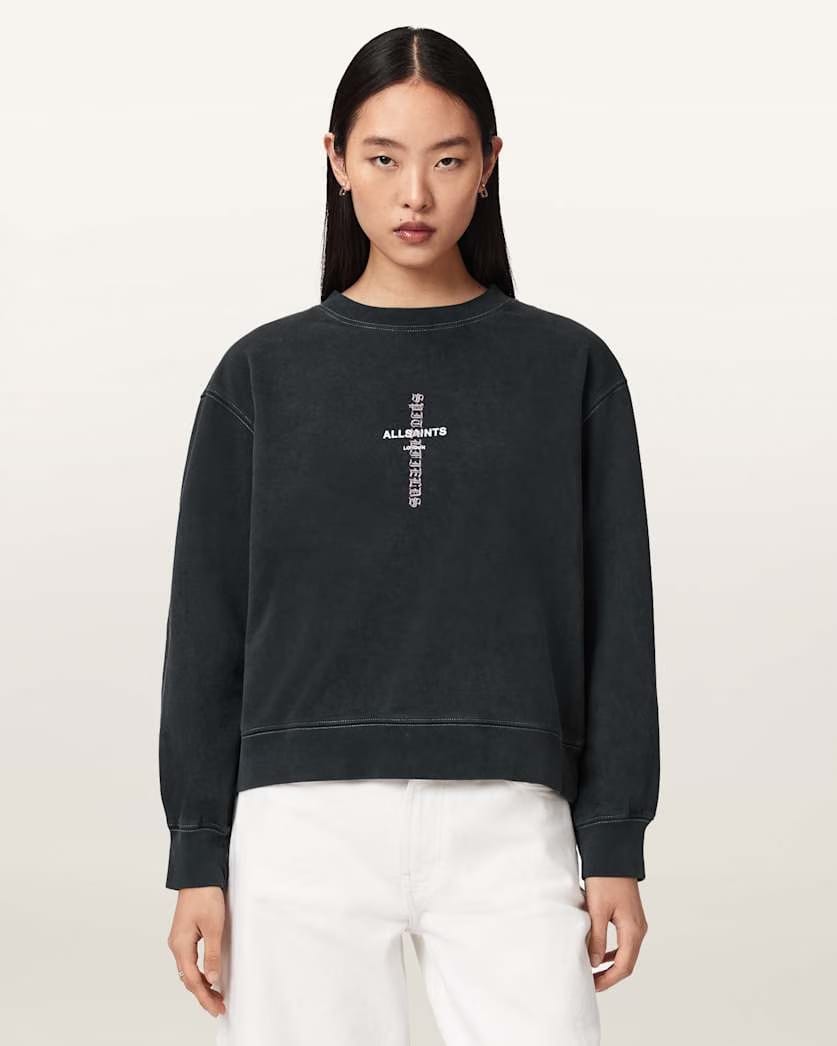 AllSaints Knox Pippa Sweatshirt Women's Washed Black Women's