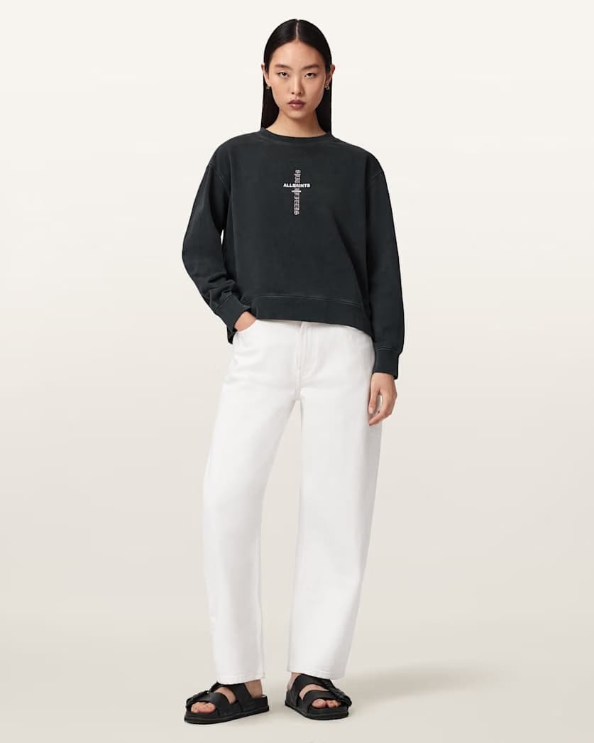 AllSaints Knox Pippa Sweatshirt Women's Washed Black Women's