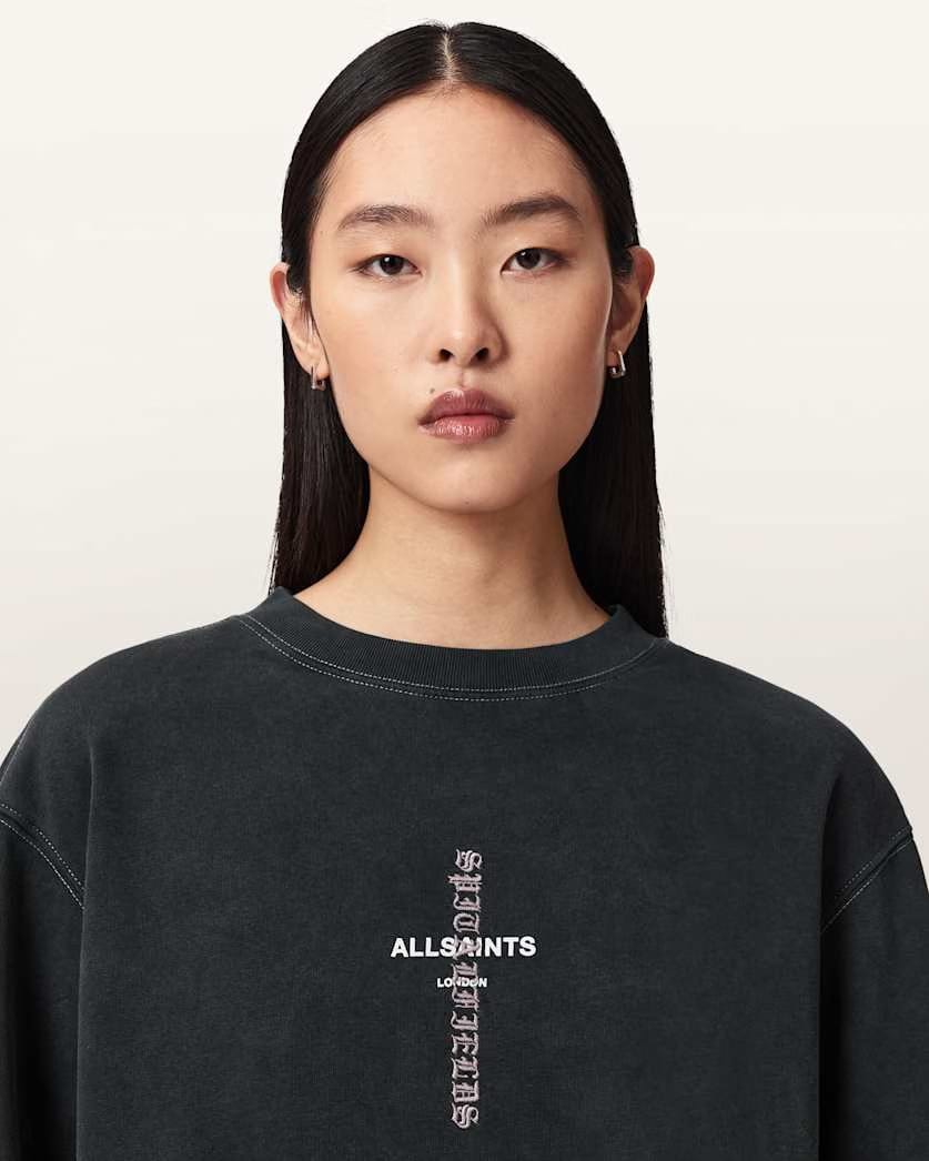AllSaints Knox Pippa Sweatshirt Women's Washed Black Women's