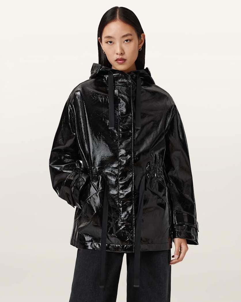 AllSaints Kelsie Shine Hooded Jacket Women's Black Women's