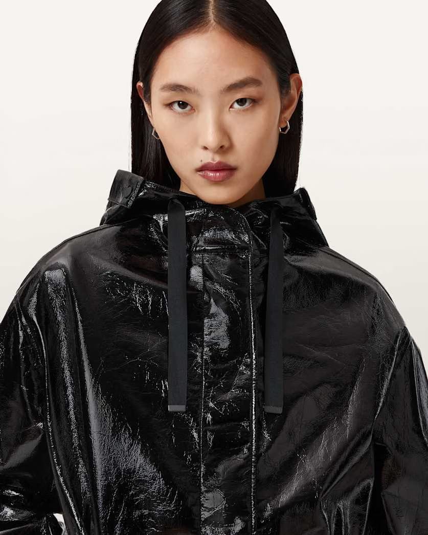 AllSaints Kelsie Shine Hooded Jacket Women's Black Women's