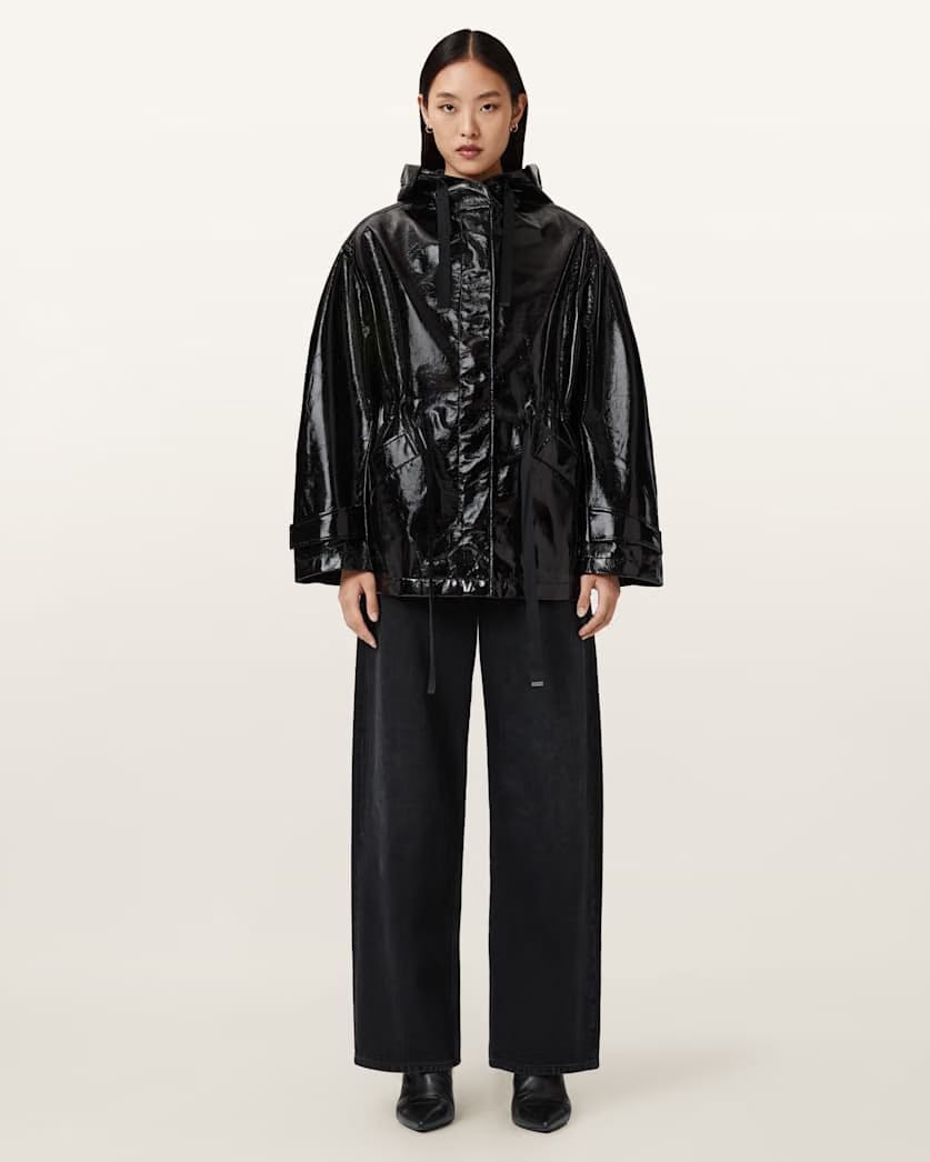 AllSaints Kelsie Shine Hooded Jacket Women's Black Women's