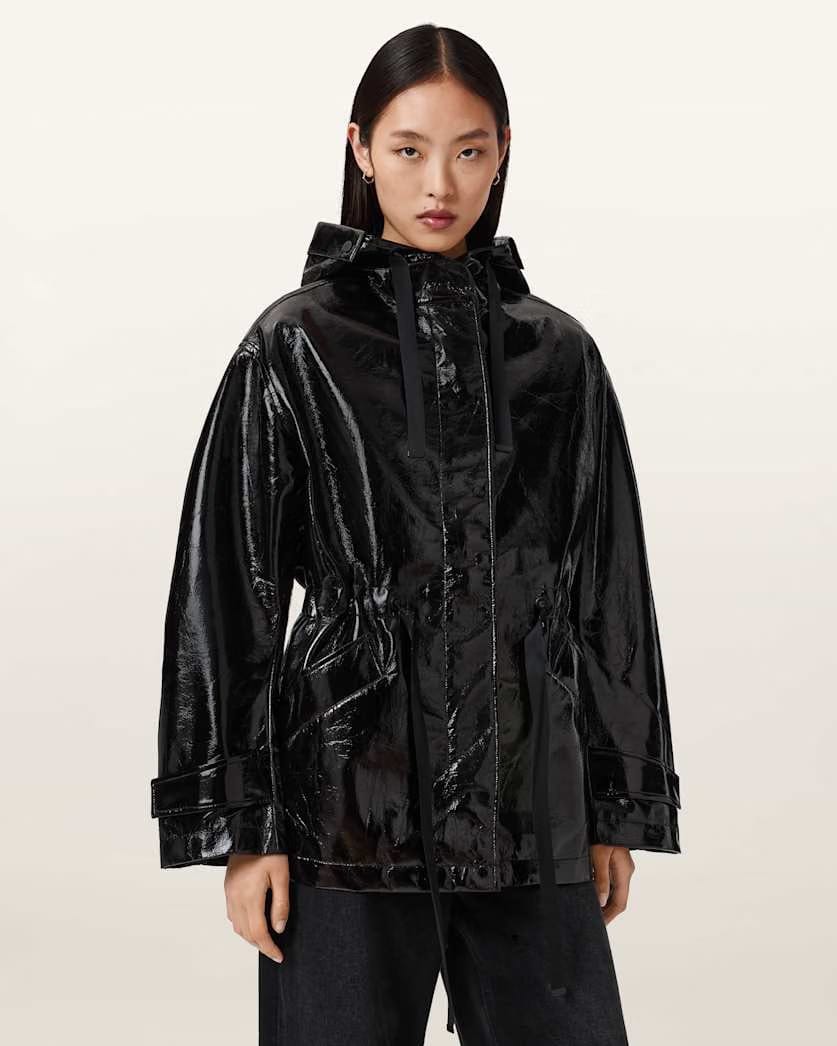 AllSaints Kelsie Shine Hooded Jacket Women's Black Women's