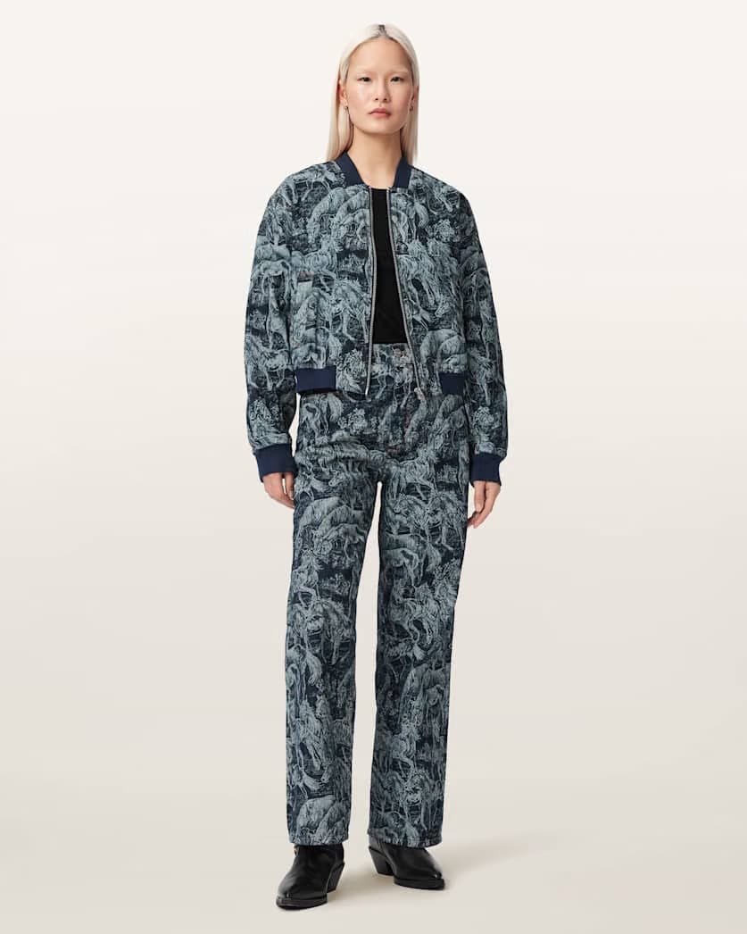 AllSaints Kaytra Printed Denim Bomber Women's Printed Indigo Women's