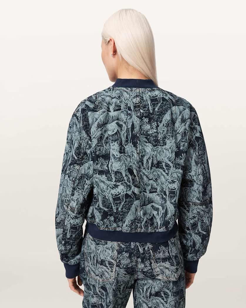 AllSaints Kaytra Printed Denim Bomber Women's Printed Indigo Women's