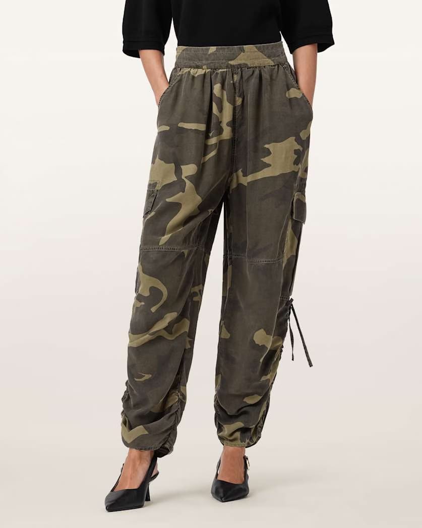 AllSaints Kaye Tencel Pants Women's Camo Green Women's