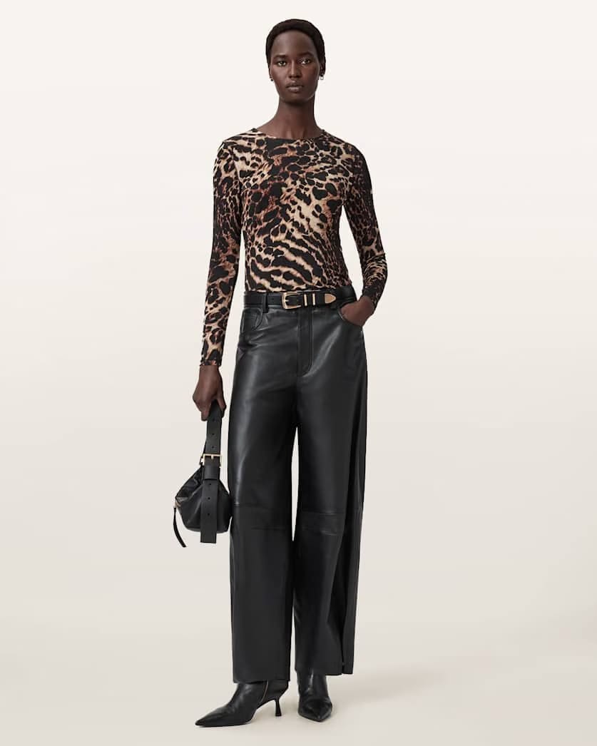 AllSaints Katlyn Bodycon Fit Top Women's Pardus Honey Brown Women's