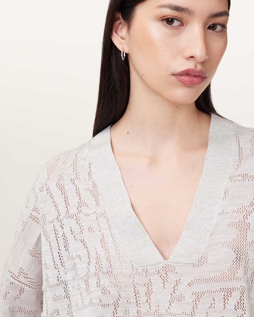 AllSaints Kaito V Neck Sweater Women's Chalk White Women's