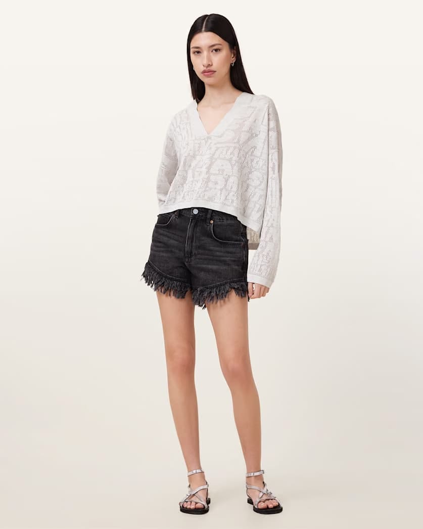 AllSaints Kaito V Neck Sweater Women's Chalk White Women's