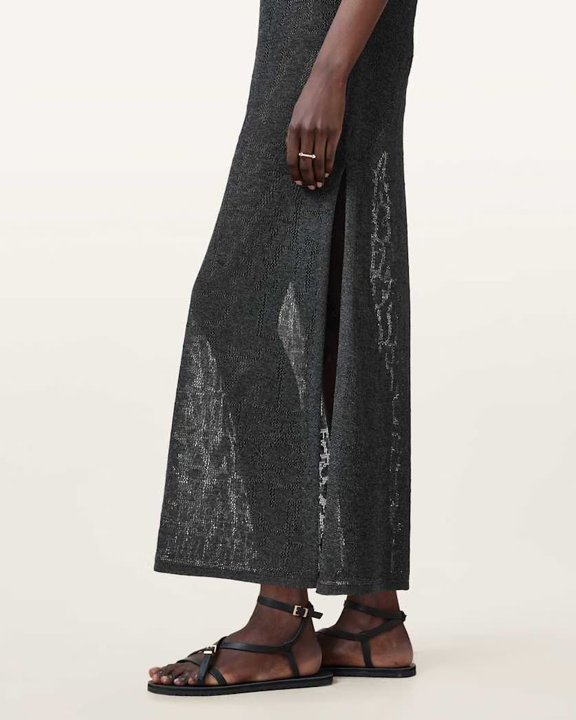 AllSaints Kaito Jacquard Sleeveless Maxi Dress Women's Carbon Grey Women's