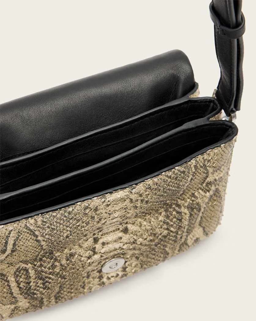 AllSaints Jupiter Leather Snake Crossbody Bag Women's Desert White Women's