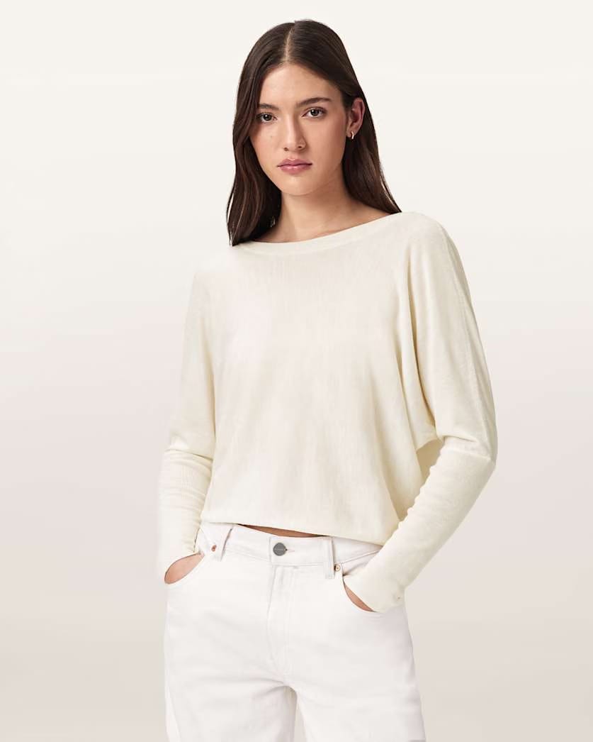 AllSaints Julieana Wrap Merino Wool Sweater Women's Chalk White Women's