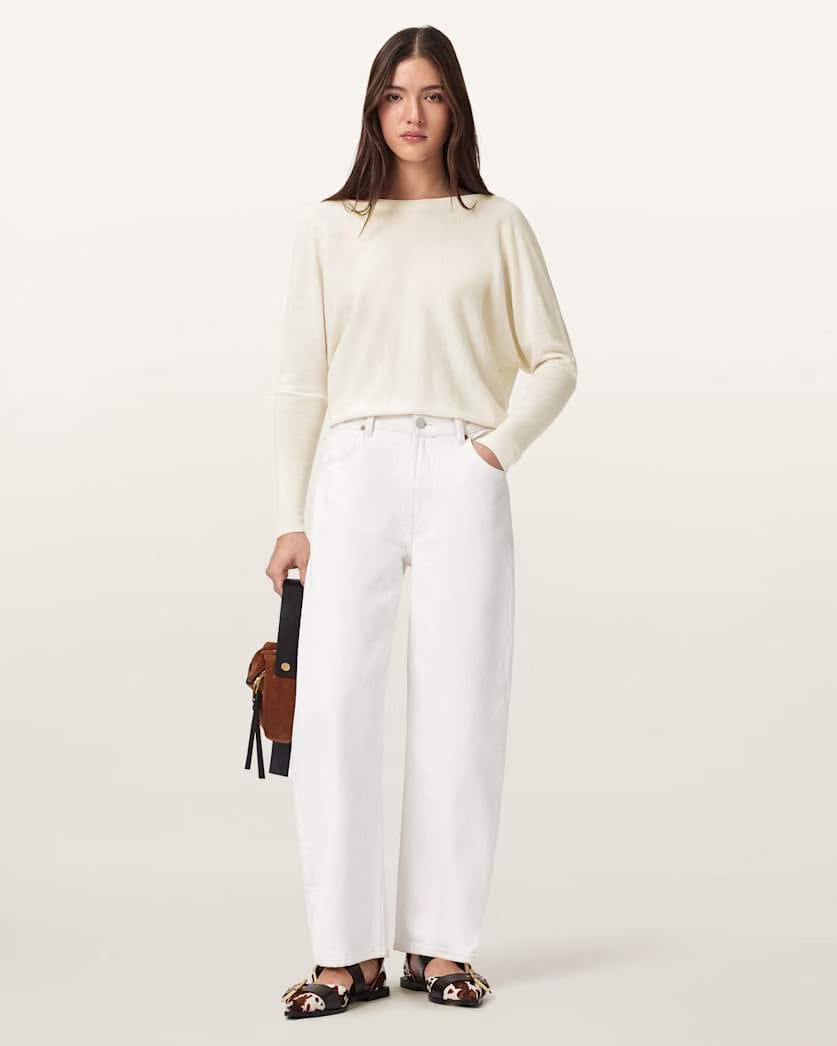 AllSaints Julieana Wrap Merino Wool Sweater Women's Chalk White Women's
