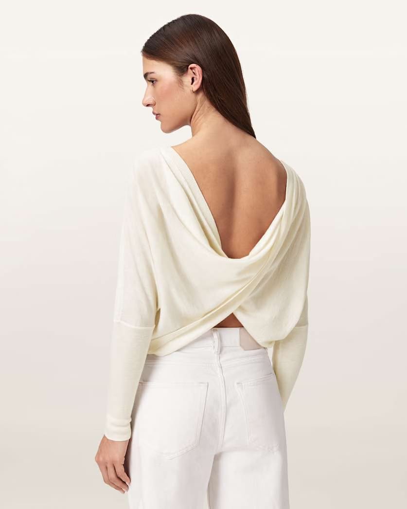 AllSaints Julieana Wrap Merino Wool Sweater Women's Chalk White Women's