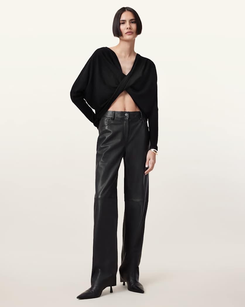 AllSaints Julieana Wrap Merino Wool Jumper Women's Black Women's