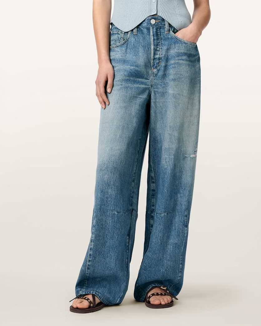 AllSaints Jett Barrel Leg Illusion Of Denim Pants Women's Illusion Indigo Women's