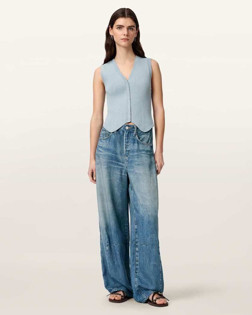 AllSaints Jett Barrel Leg Illusion Of Denim Pants Women's Illusion Indigo Women's