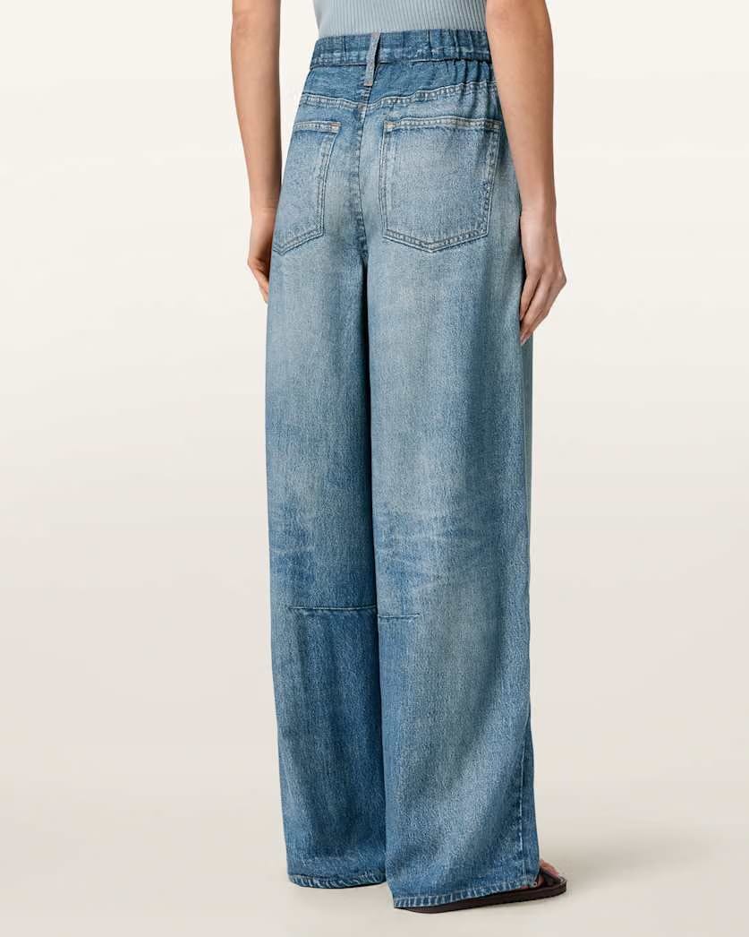 AllSaints Jett Barrel Leg Illusion Of Denim Pants Women's Illusion Indigo Women's