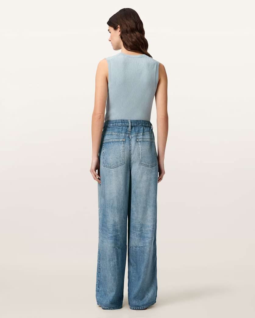 AllSaints Jett Barrel Leg Illusion Of Denim Pants Women's Illusion Indigo Women's