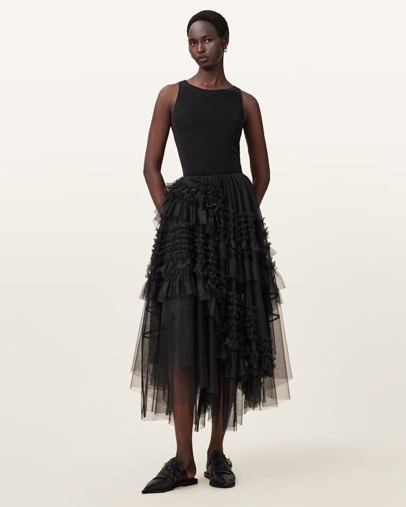 AllSaints Jen Tulle Maxi Skirt Women's Black Women's