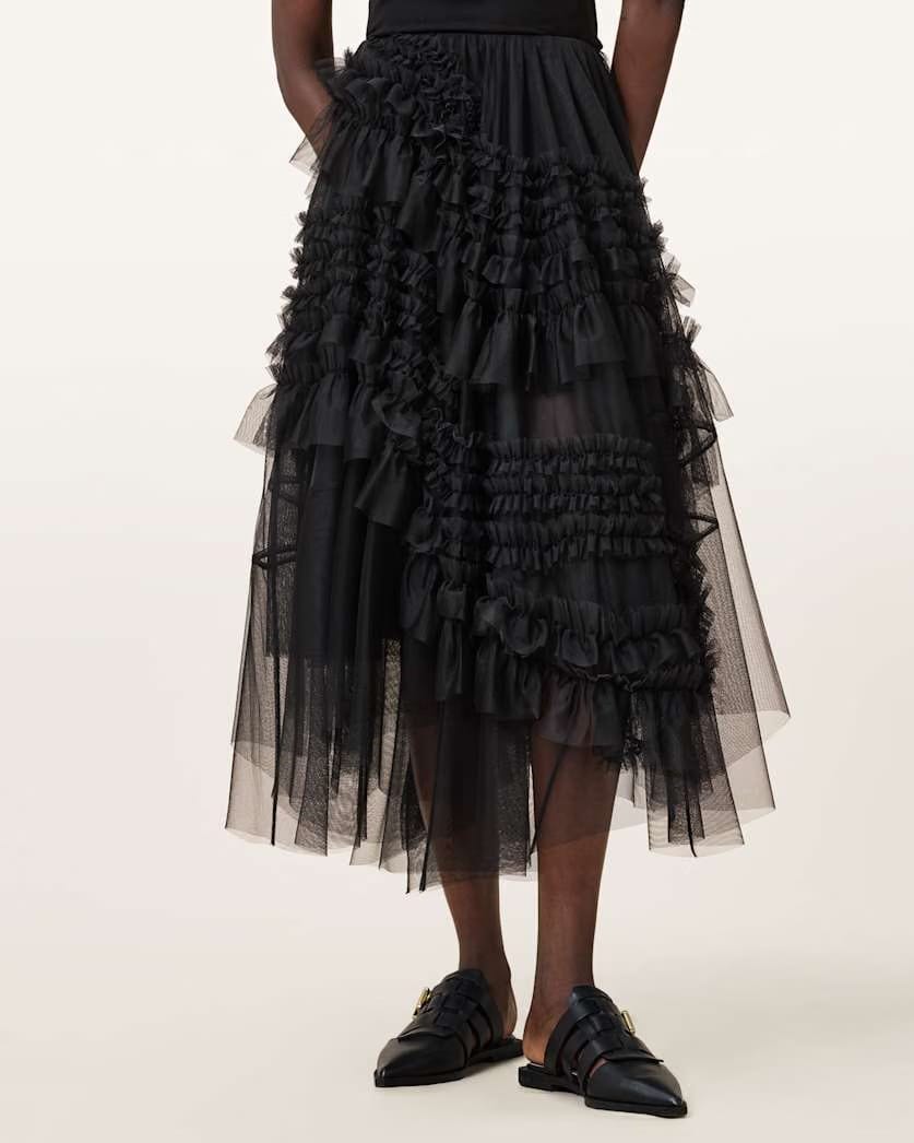 AllSaints Jen Tulle Maxi Skirt Women's Black Women's