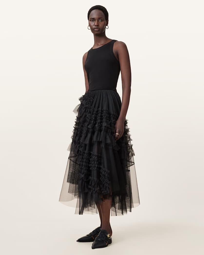 AllSaints Jen Tulle Maxi Skirt Women's Black Women's