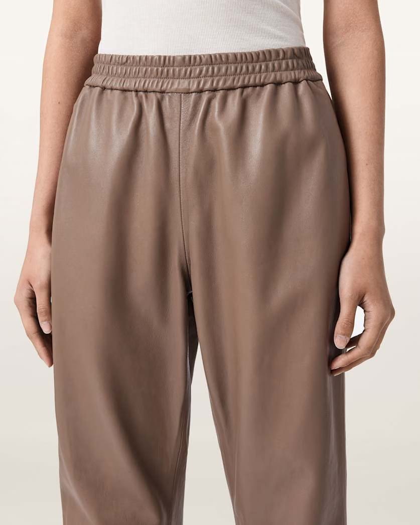AllSaints Jen Leather Sweatpants Women's Mocha Brown Women's