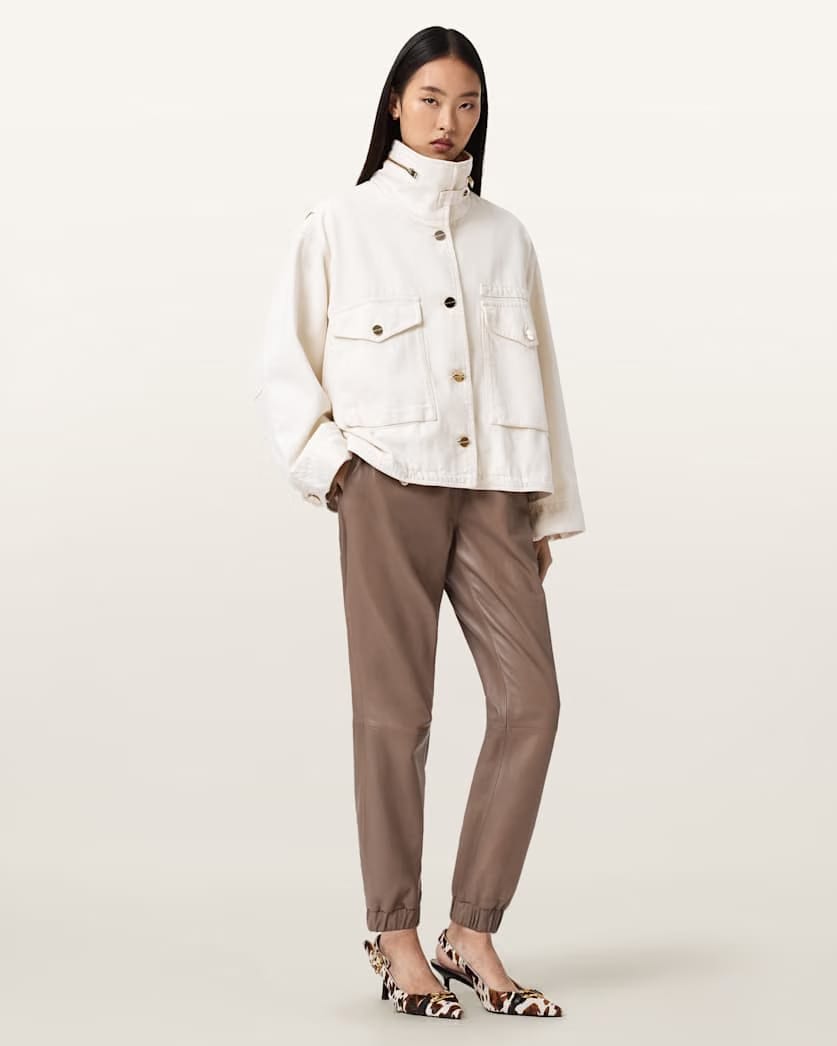 AllSaints Jen Leather Sweatpants Women's Mocha Brown Women's