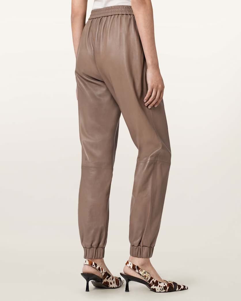 AllSaints Jen Leather Sweatpants Women's Mocha Brown Women's