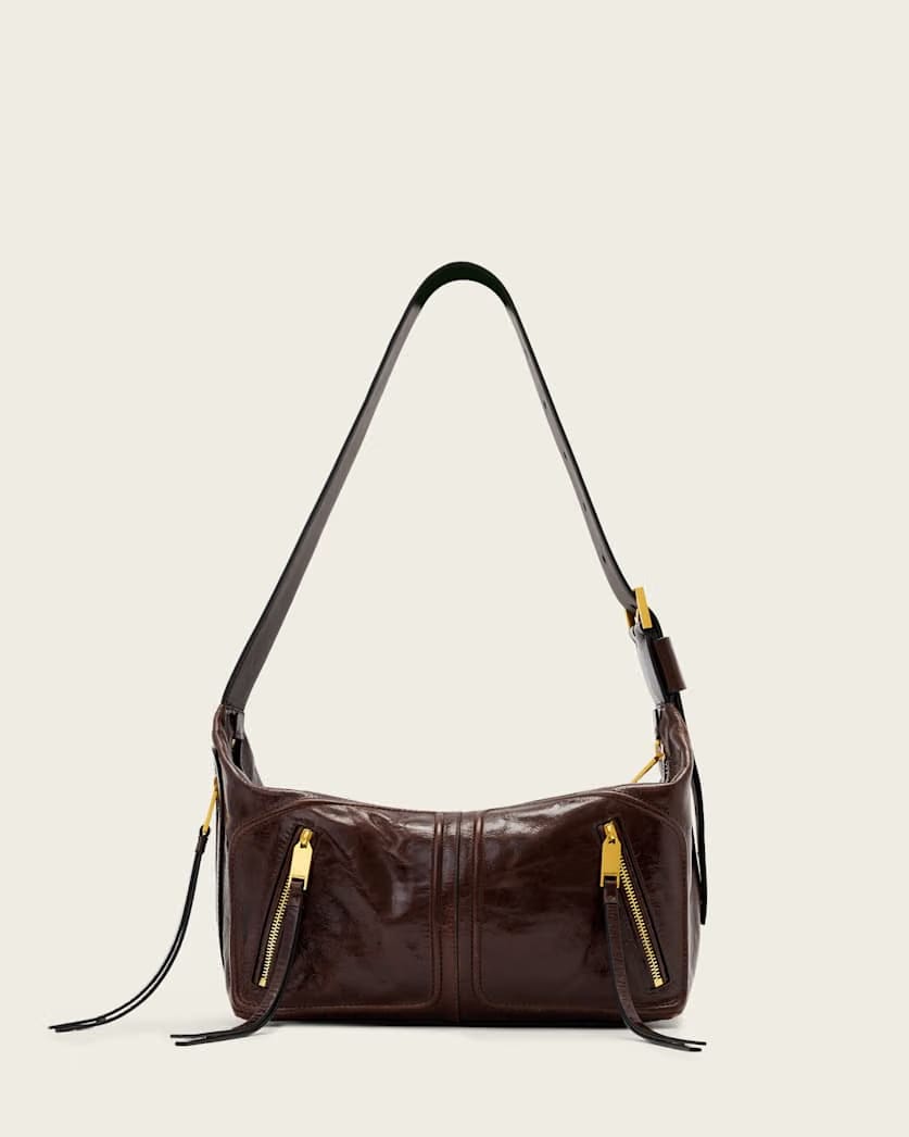 AllSaints Jean Rey Leather Shoulder Bag Women's Cognac Brown Women's