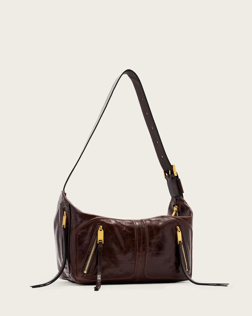 AllSaints Jean Rey Leather Shoulder Bag Women's Cognac Brown Women's