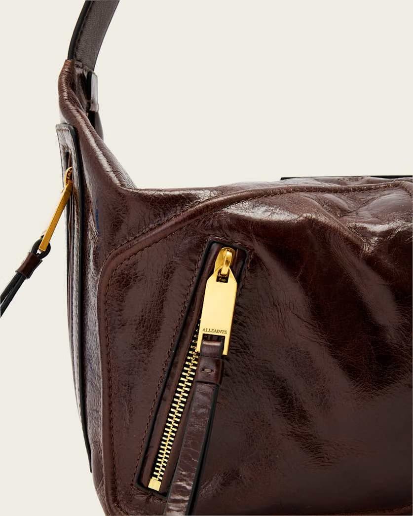 AllSaints Jean Rey Leather Shoulder Bag Women's Cognac Brown Women's