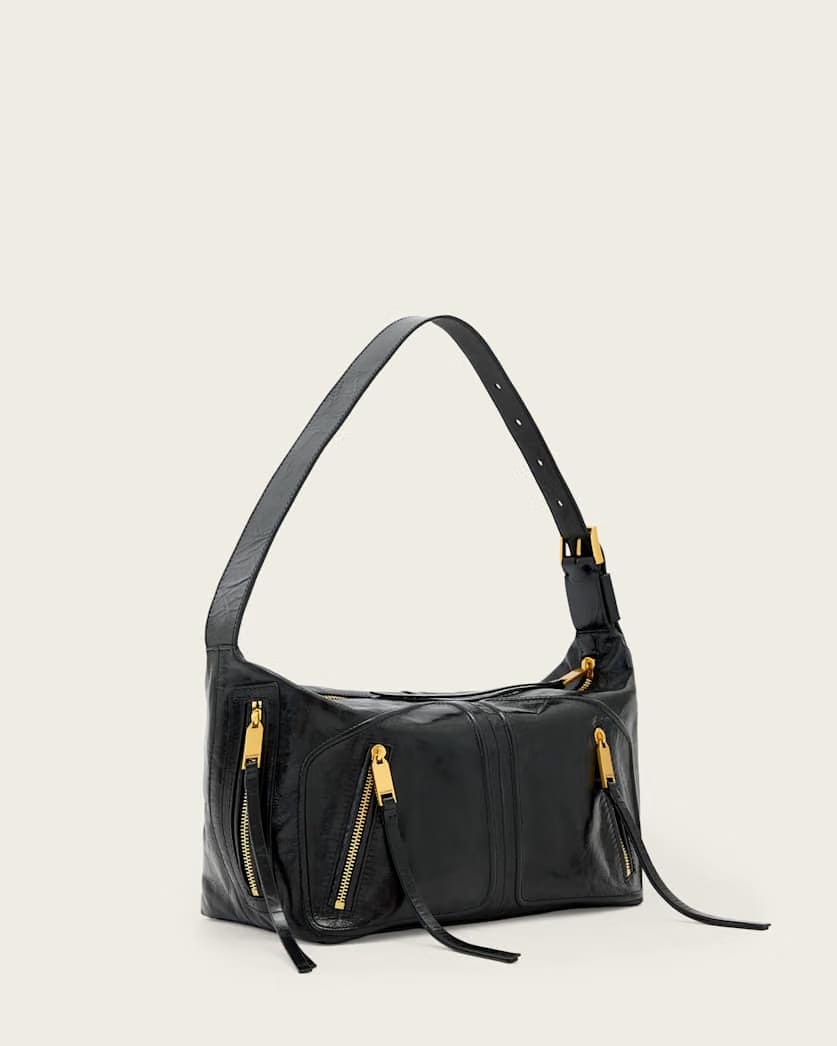 AllSaints Jean Rey Leather Shoulder Bag Women's Black Women's