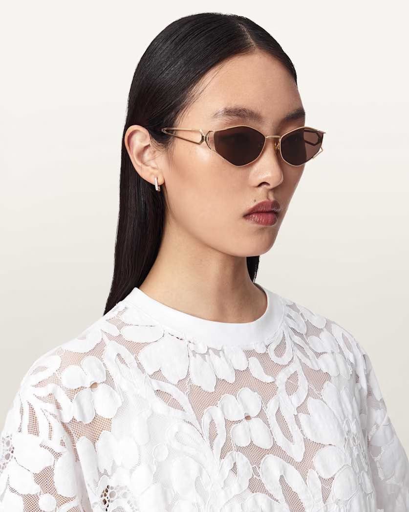 AllSaints Jaye Round Sunglasses Women's Gold Women's
