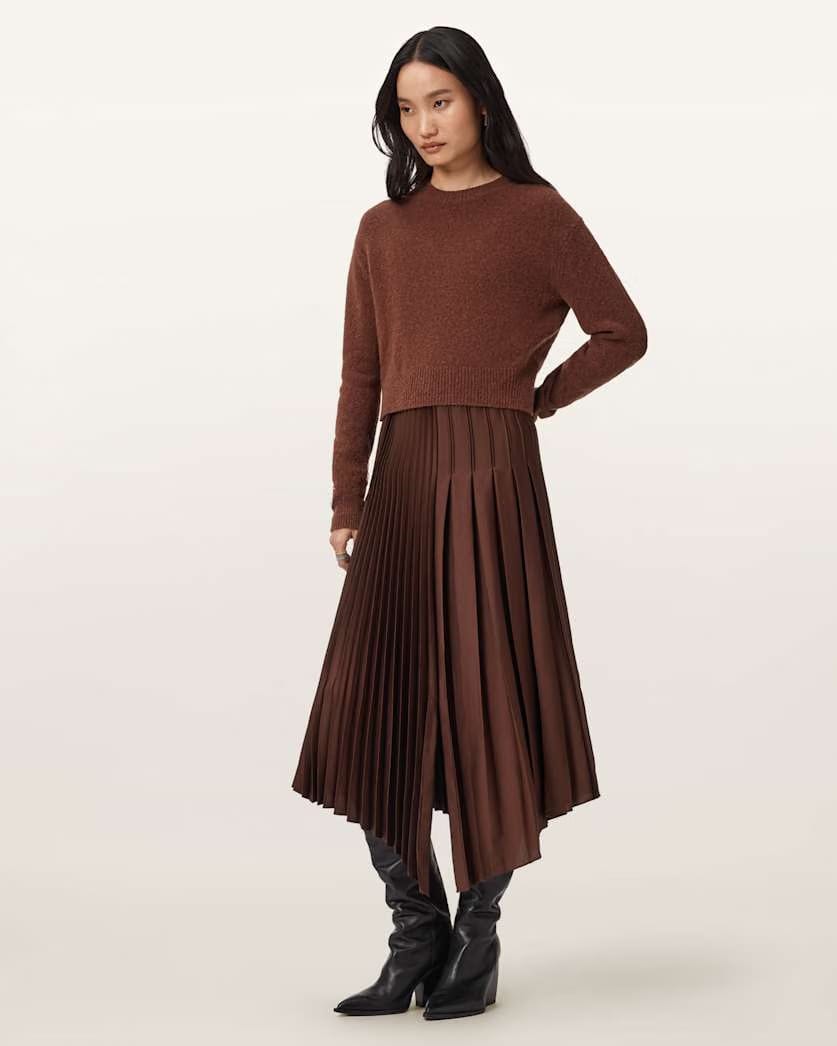 AllSaints Jax 2 In 1 Maxi Dress Women's Chestnut Brown Women's